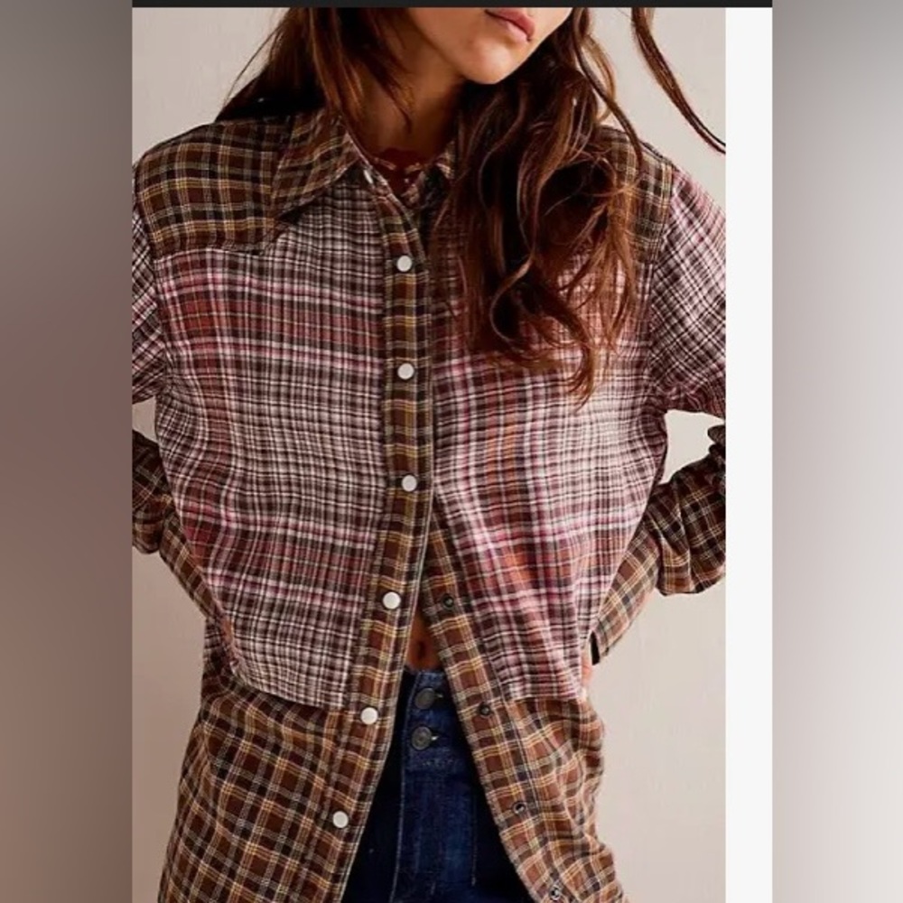 We the Free Plaid Two Tone Layered Flannel size Medium - Picture 3 of 14